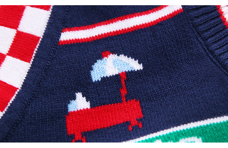 Kid Baby Boys Vest Knit Thermal Cotton Puppy Sweater