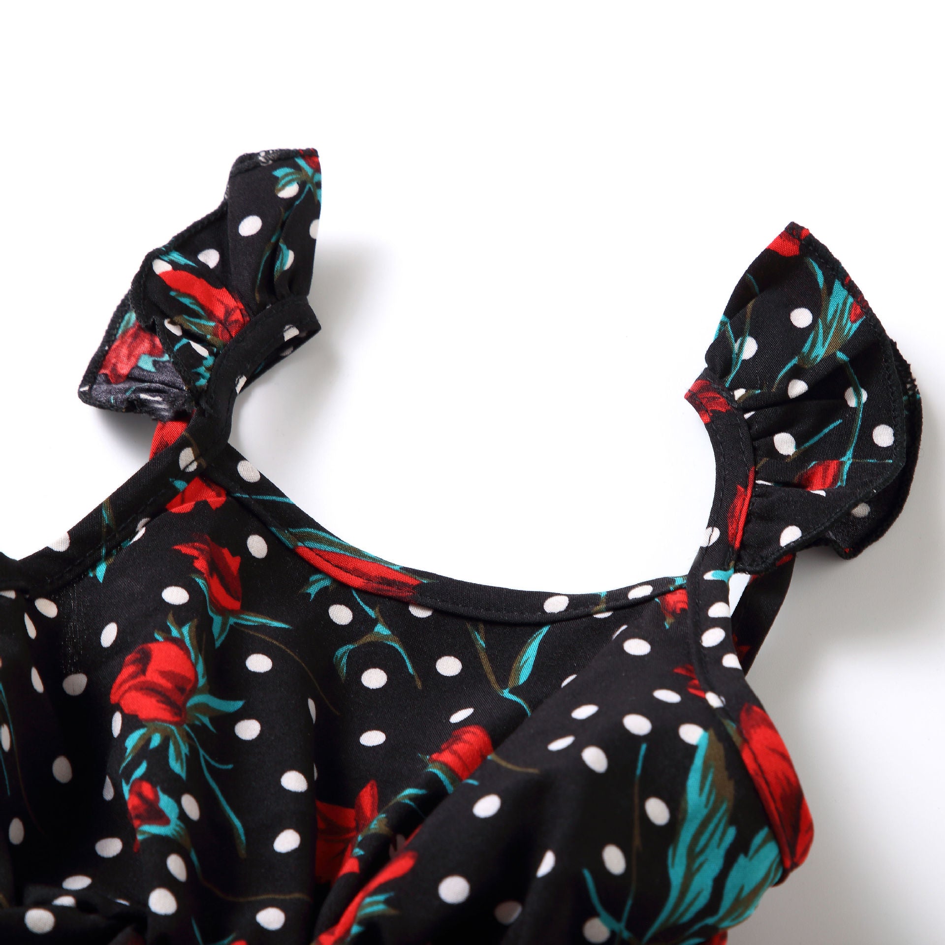 Family Matching Printed Flowers One Shoulder Dresses