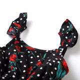 Family Matching Printed Flowers One Shoulder Dresses