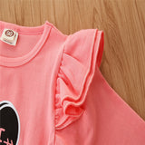 Baby Toddler Girls Valentine's Day Suit Black Fly Sleeve 2 Pcs Sets