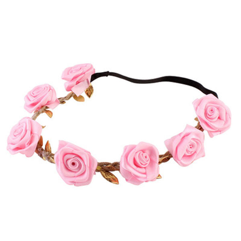 Kid Ball Hair Gold Leaf Headband Wedding Rose Headwear