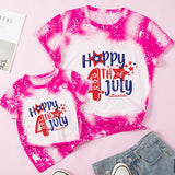 Family Matching Mother Daughter Short Sleeves Independence Day Cotton T-shirt