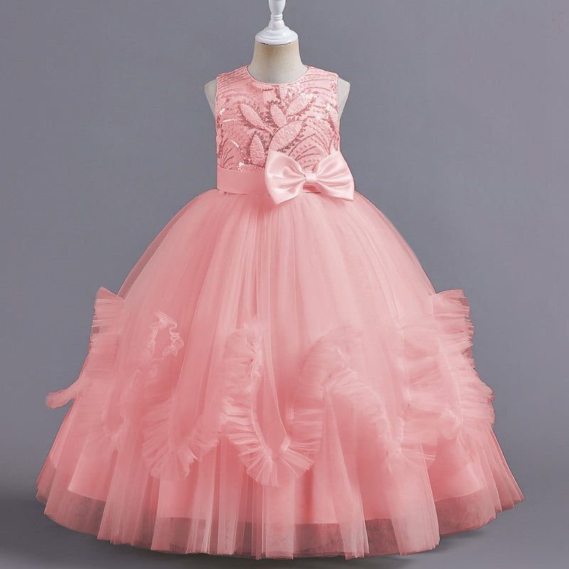 Kid Girl Evening Gown Catwalk Piano Performance Princess Dresses