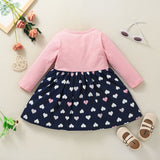 Kid Baby Girl Long Sleeve Autumn Love Printing Flower Dresses