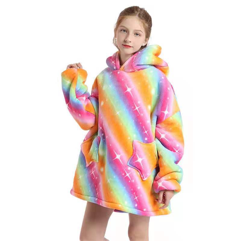 Kid Boy Girl TV Hooded Blanket Warm Wearable Pajamas