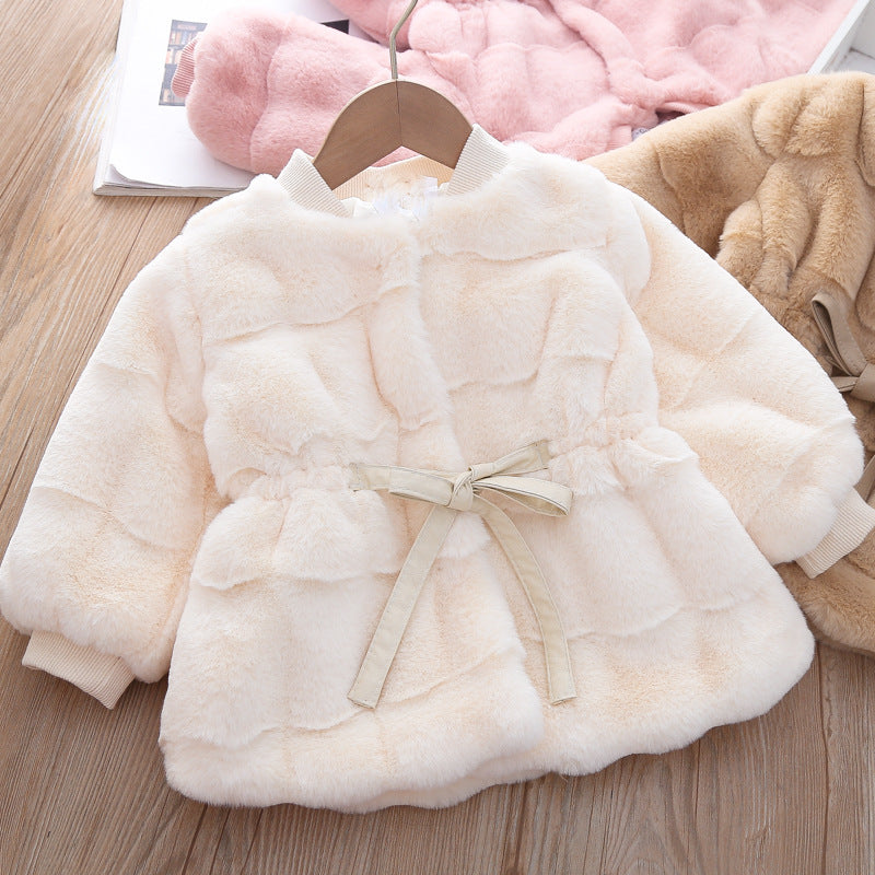 Winter New Girls Fashion Imitation Mink Fur Coat