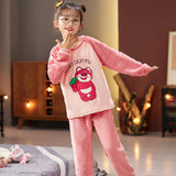 Kid Baby Girl Lovely Cartoon Long Sleeve Coral Velvet Autumn Pajamas