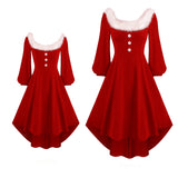 Family Matching Mother-daughter Velvet Square Collar Party Dress