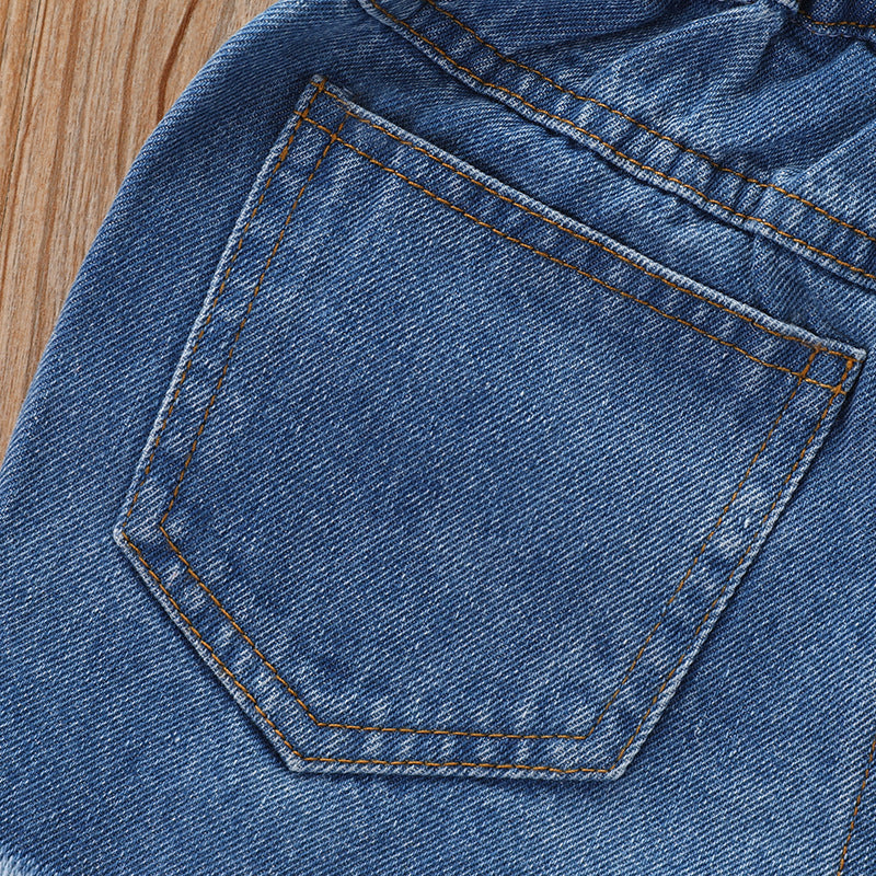 Kid Baby Girl Tie-dye Printed One-shoulder Shorts 3 Pcs Sets