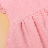 Family Matching Mother Daughter Round Collar Short Sleeves Lovely Dresses