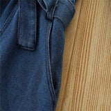 Kids Girls Jumpsuit Spring Autumn Solid Denim Romper
