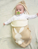Solid Color Baby Knit Rabbit Button Sleeping Outdoor Cart Wool Pajamas