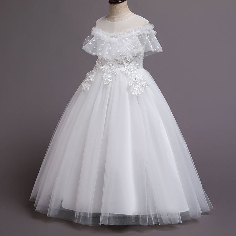 Kid Girl Princess Fashionable Pompous Gauze Flower Wedding Piano Dresses