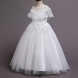 Kid Girl Princess Fashionable Pompous Gauze Flower Wedding Piano Dresses