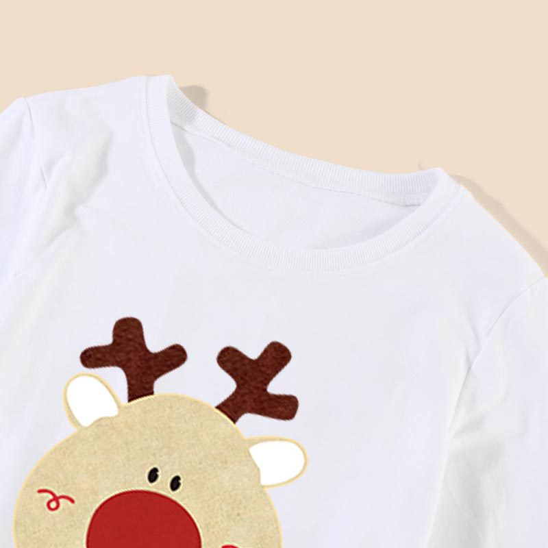 Family Matching Round Neck Warm Christmas Cartoon Bear Shirts Tops