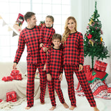 Family Matching Christmas Home Red Plaid Long-sleeved Pajamas