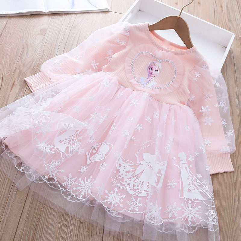 Kid Baby Girls Fashion Princess Frozen Spring Pomp Mesh Dresses