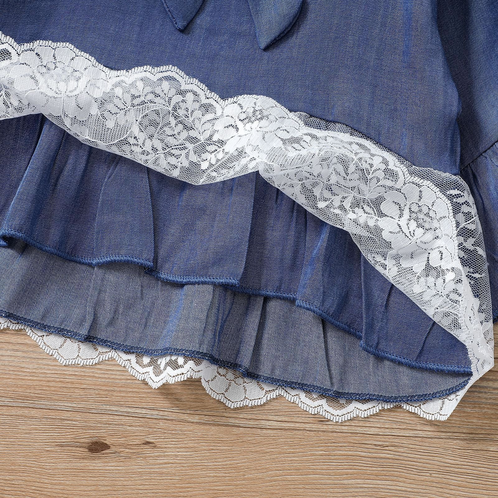 Kid Baby Girl Suit Autumn Solid Flared Sleeve Lace Bell 2 Pcs Sets