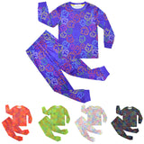 Kid Boy Girl Home Fluorescent Color Suit Long Sleeve Pajamas
