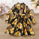 Kid Baby Girl Long Sleeve Lace Collar Bow Tie Flower Dresses