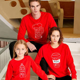 Family Matching Milk Tea Coffee, Warm Heart Letter Printing Shirts Tops