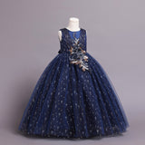 Kid Girl Princess Floral Sequined Long Wedding Lace Dresses