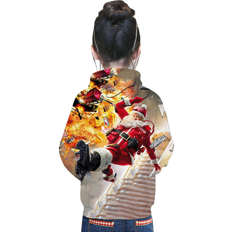 Kid Boy Girl 3D Santa Print Christmas Hoodie