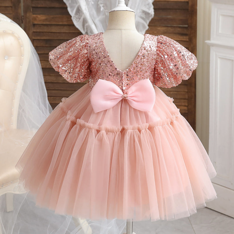 Kid Baby Girl Birthday Sequin Ball Banquet Pompous Princess Dresses
