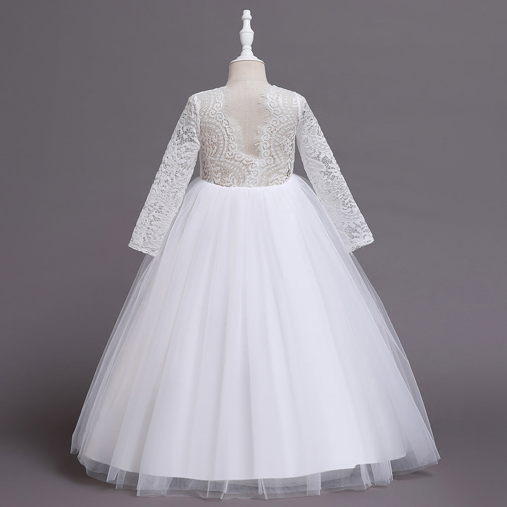 Kid Girl Flower Wedding Lace Gauze Dresses 3-12T