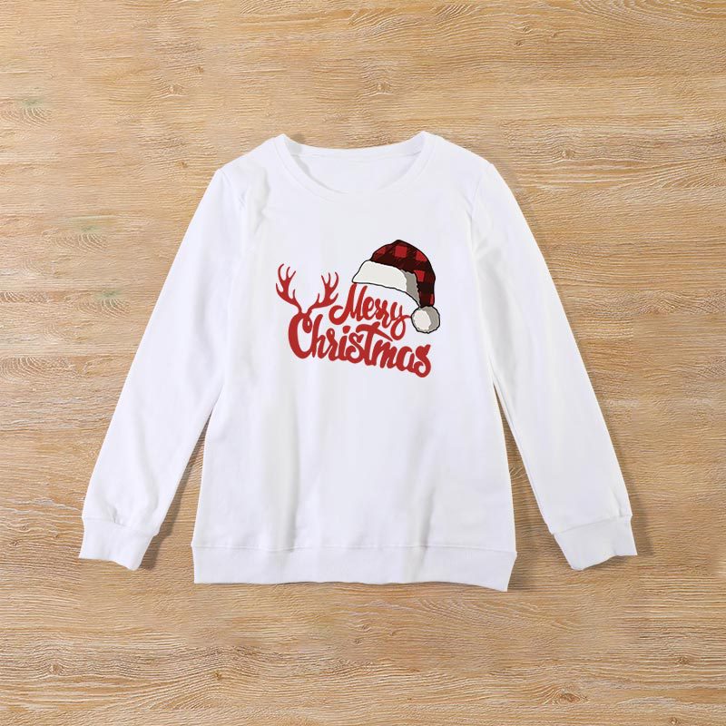 Family Matching Christmas Round Neck Warm Long Sleeved Shirts