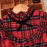 Kid Baby Girl Ins Popular European American Christmas Plaid Rompers