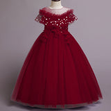 Kid Girl Princess Fashionable Pompous Gauze Flower Wedding Piano Dresses