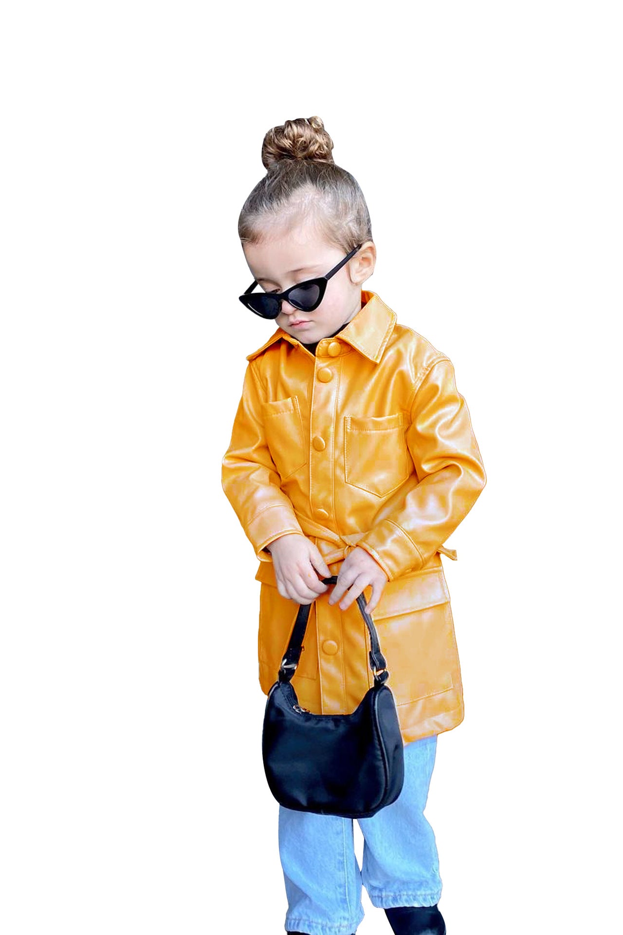 Kid Baby Girl Long Sleeve  INS Windbreaker Wind Leather Coat