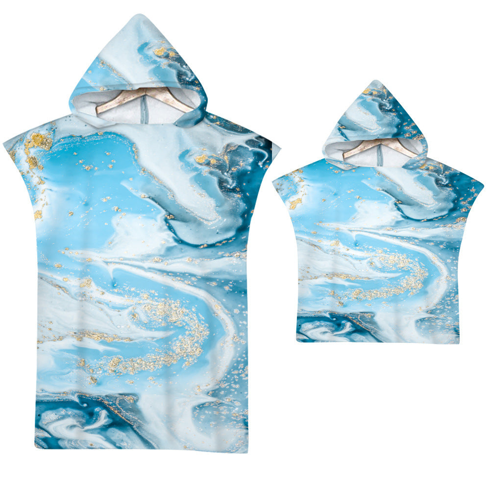 Adult Microfiber Fabric Marble Bath Towels  Bathrobe Cloaks Pajamas