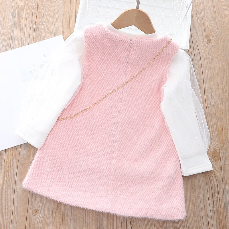 Kid Baby Girl Embroidered Princess Woolen Padded Dresses