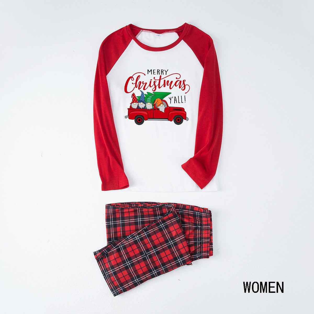 Family Matching Home Suit Christmas Plaid Patchwork Print Pajamas