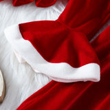 1-6Y Kid Baby Girls Christmas Lovely Solid Cape Bow Autumn Dresses