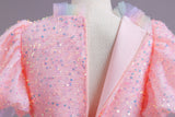 Kid Gir Princess Mesh Gauze Wedding Bubble Sleeve Piano Long Dresses