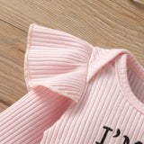 Baby Girl Suit Stripe Long Sleeve Letter Embroidered Flower 3 Pcs Sets
