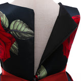 Kid Baby Girls Red Print Princess Flower Dress