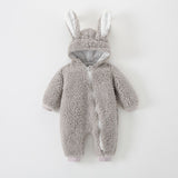 Baby Jumpsuit Thicken Hooded Zipper Big Ear Bunny Rabbit Romper