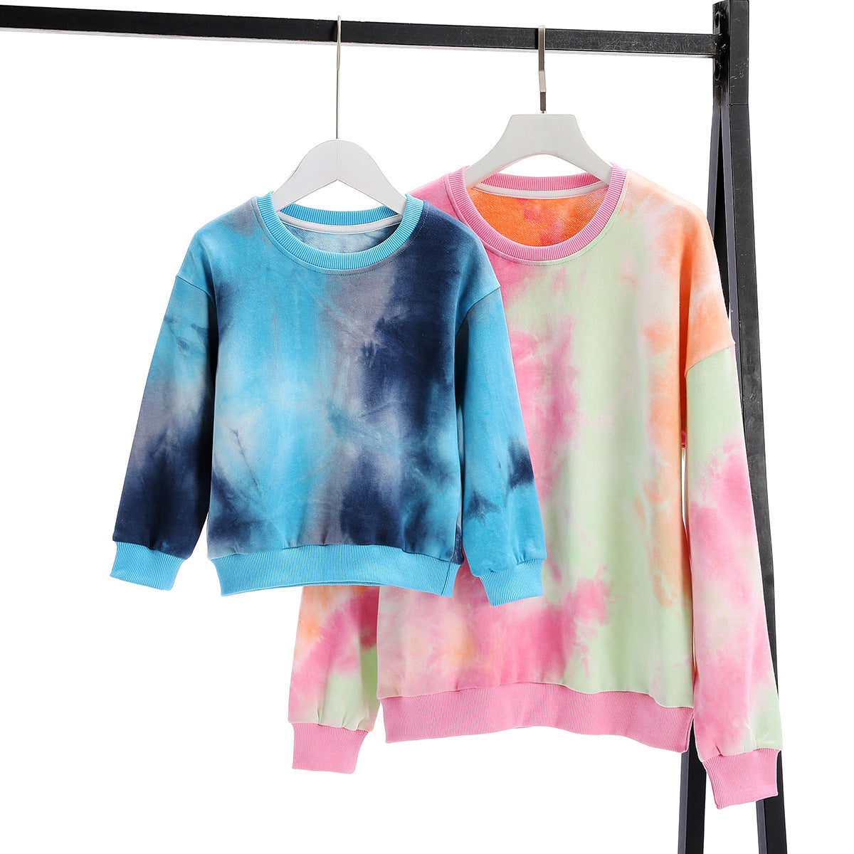 Family Matching Fashion Tie-Dye Father Son Mother Daughter Long-Sleeved Shirts Tops