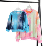 Family Matching Fashion Tie-Dye Father Son Mother Daughter Long-Sleeved Shirts Tops