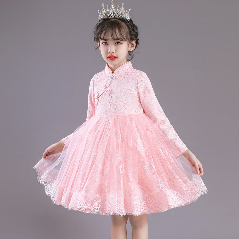 Kid Girl Long Sleeve Princess Evening Pompous Gauze Dresses