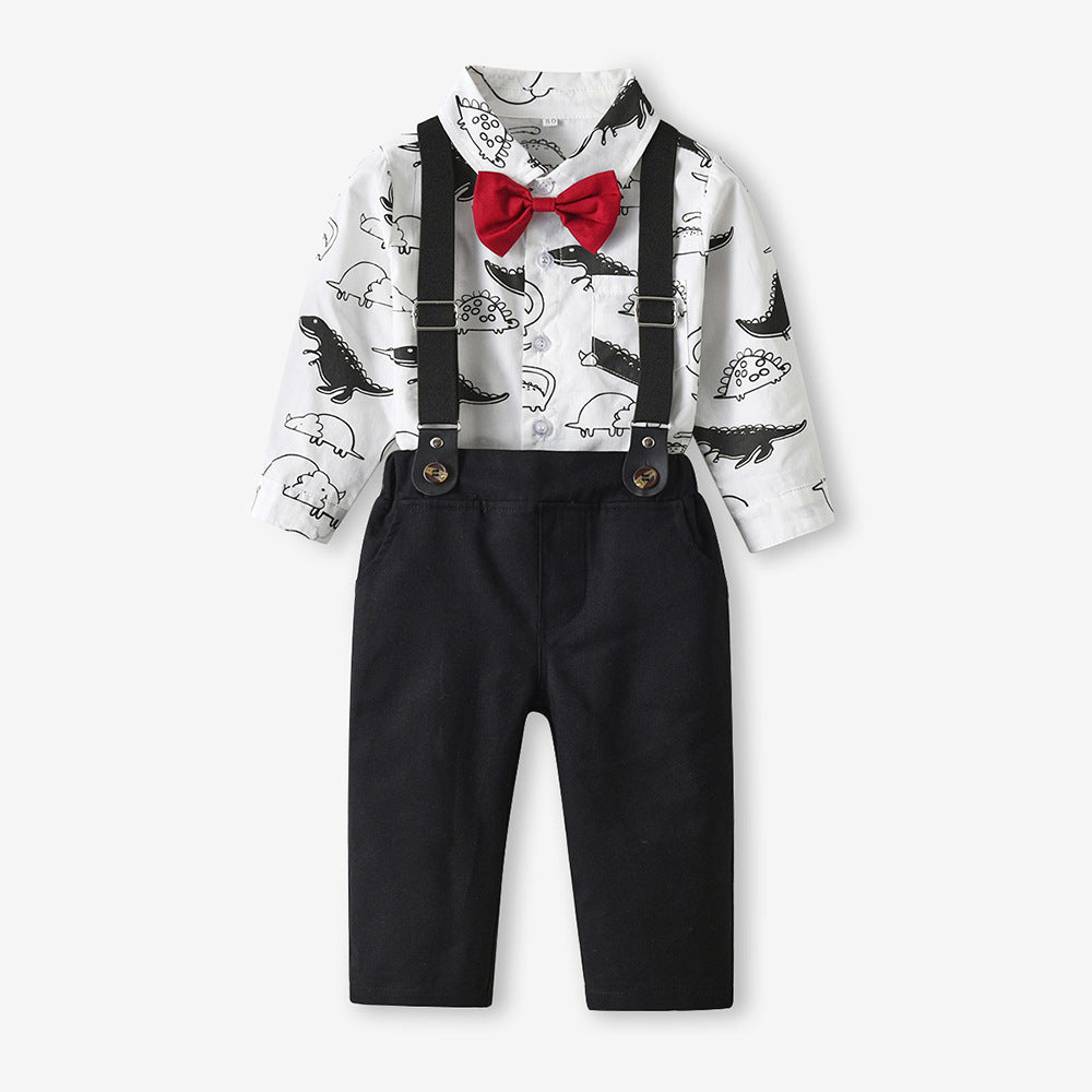 Kid Baby Boy Suit Animal Print Dinosaur Long Sleeve 2 Pcs Sets