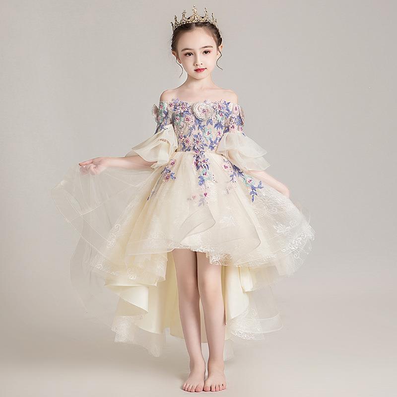 Kid Baby Girl Shoulder Princess Fluffy Yarn Dress