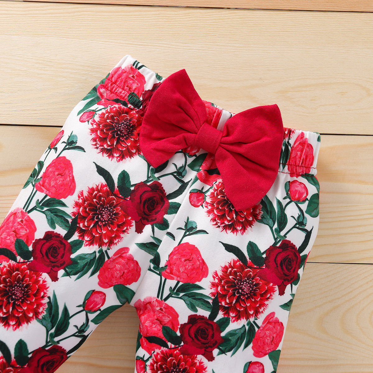 Baby Girl Valentine's Day Set Spring New Red Rose 3 Pcs Sets