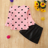 Kid Baby Girl Valentine's Day Suit Lovely Heart-shaped Long Sleeve 2 Pcs Set