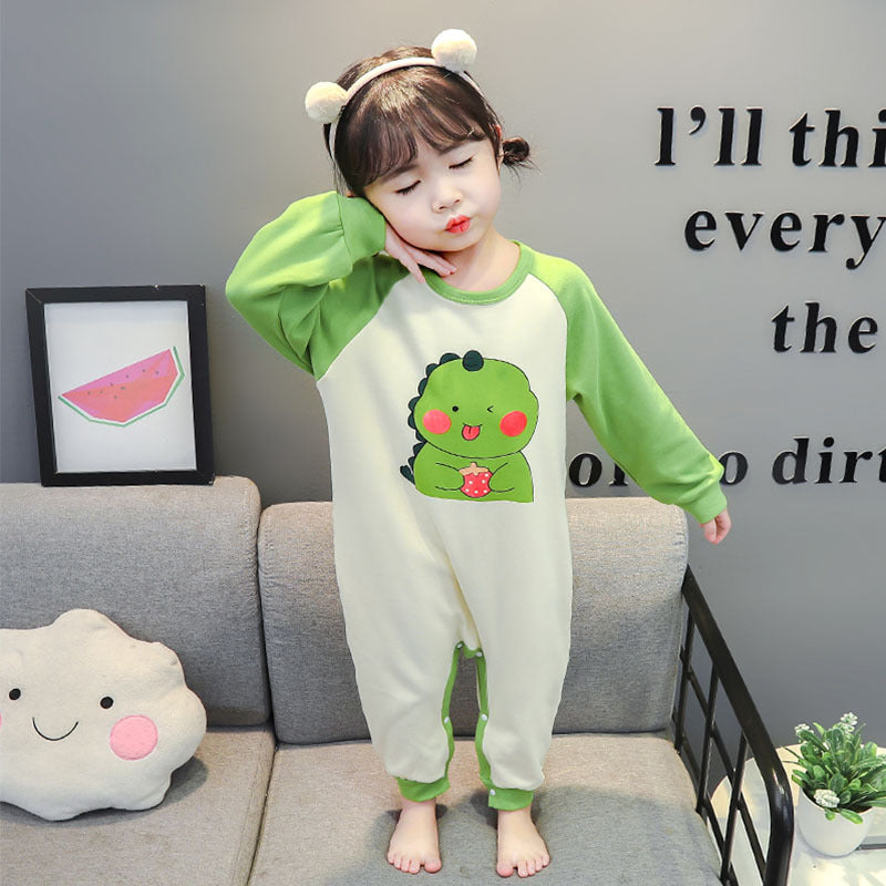 Baby Girl One-piece Autumn Winter Frothed Cartoon Pajamas