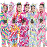 Kid Girl Flannel Home Cartoon Animal Stars Horses One-piece Pajamas